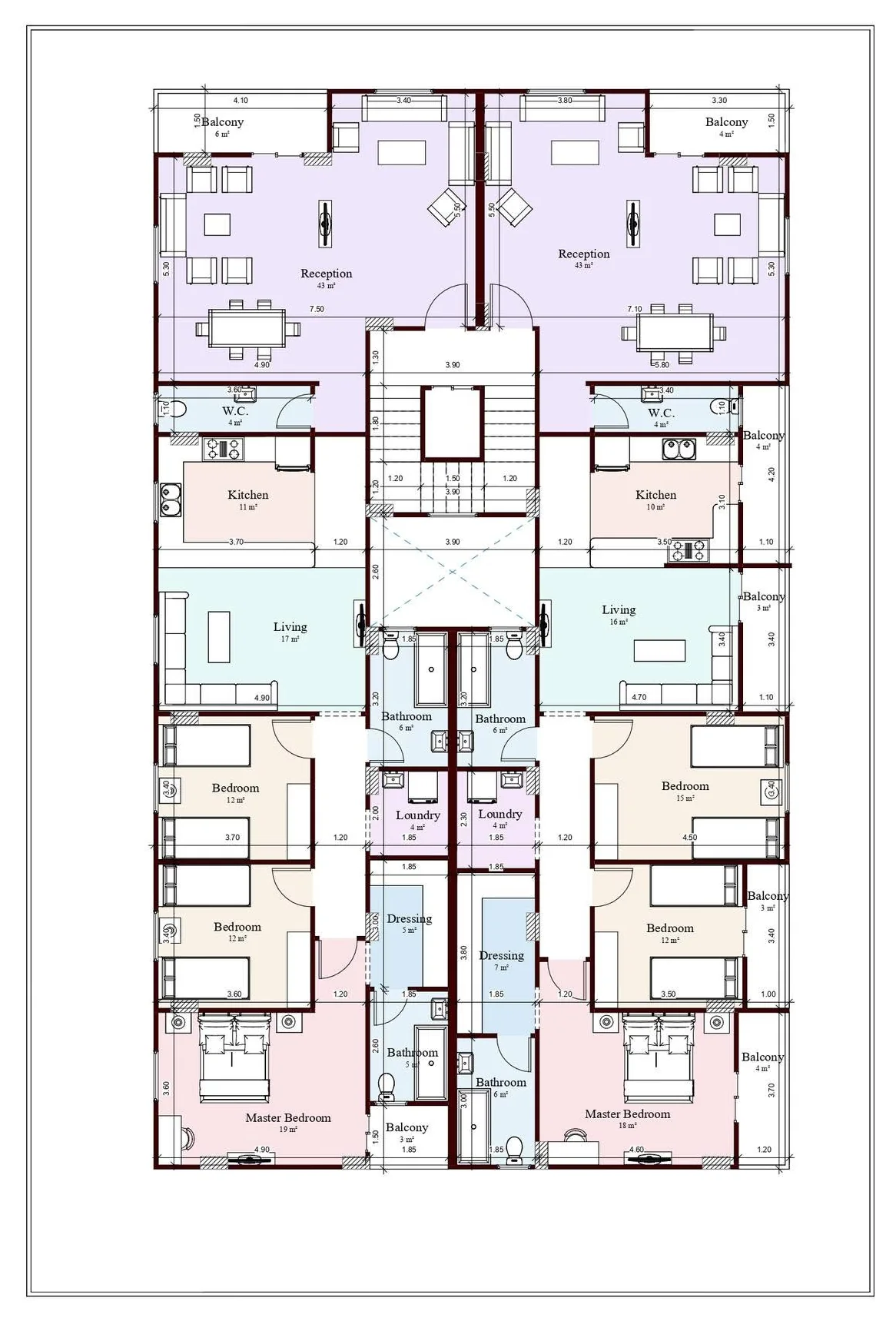 Typical floor plan · twin apartments